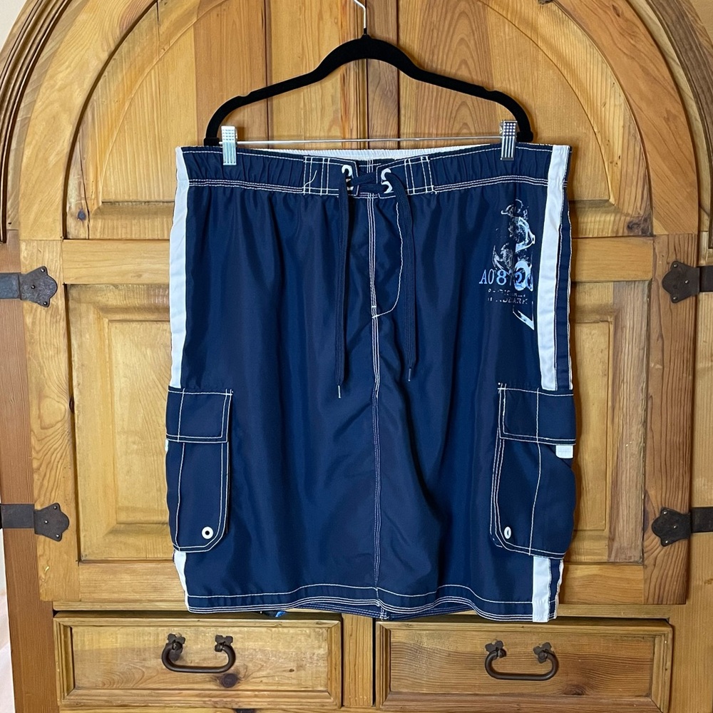 Aeropostale - Blue and White Swim Skirt with Cargo Pockets - Size XXL